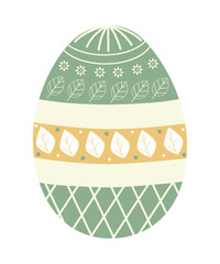 Decorative Easter Egg with Botanical Pattern – Vector Illustration