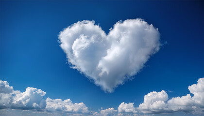 heart shaped cloud in the blue sky