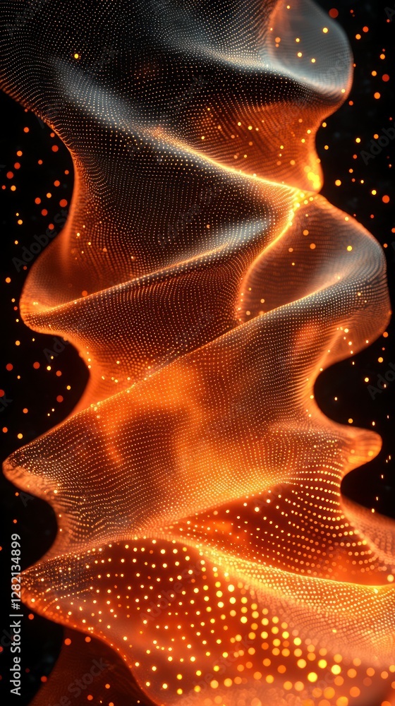 Aufkleber abstract golden glowing fluid flows on black background for visual design use