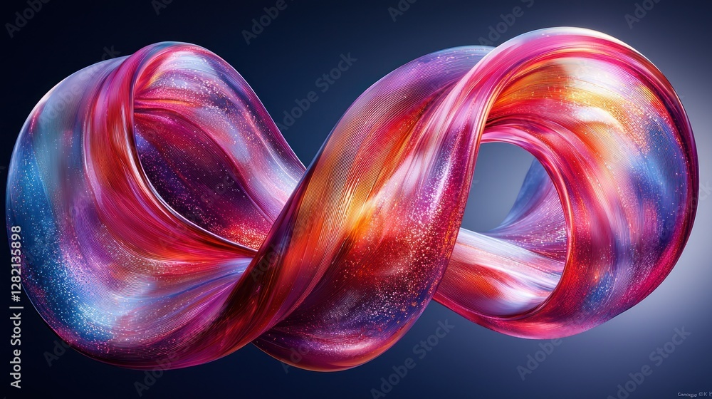 Poster abstract infinity loop made of colorful liquid for creative background projects