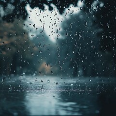 Raindrops on window with city lights high resolution picture