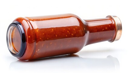 Red Sauce Bottle on White Background
