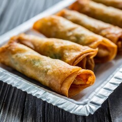 Pack Shot of Fried Chinese Traditional Spring Rolls
