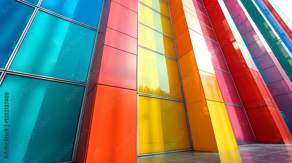 Aufkleber vibrant multicolored architectural panels in diagonal composition create modern geometric pattern wi