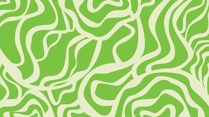 A seamless abstract background with organic flowing lines in vibrant green and cream. Inspired by nature, this dynamic background is perfect for wallpapers, textiles, and modern graphic designs.