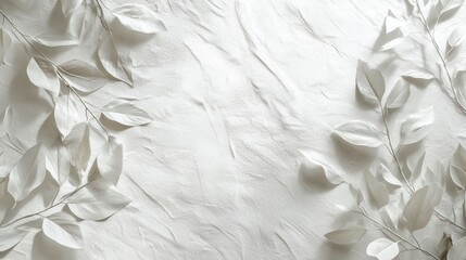 Elegant white leaves arranged on a textured background, creating a serene and minimalist aesthetic.