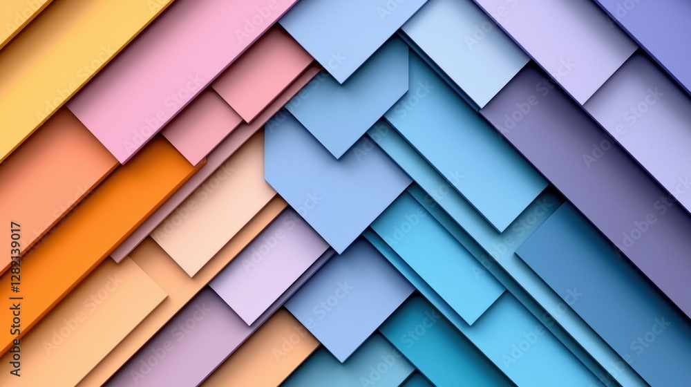 Poster abstract multicolored tiles arrangement creating a herringbone pattern, for background use