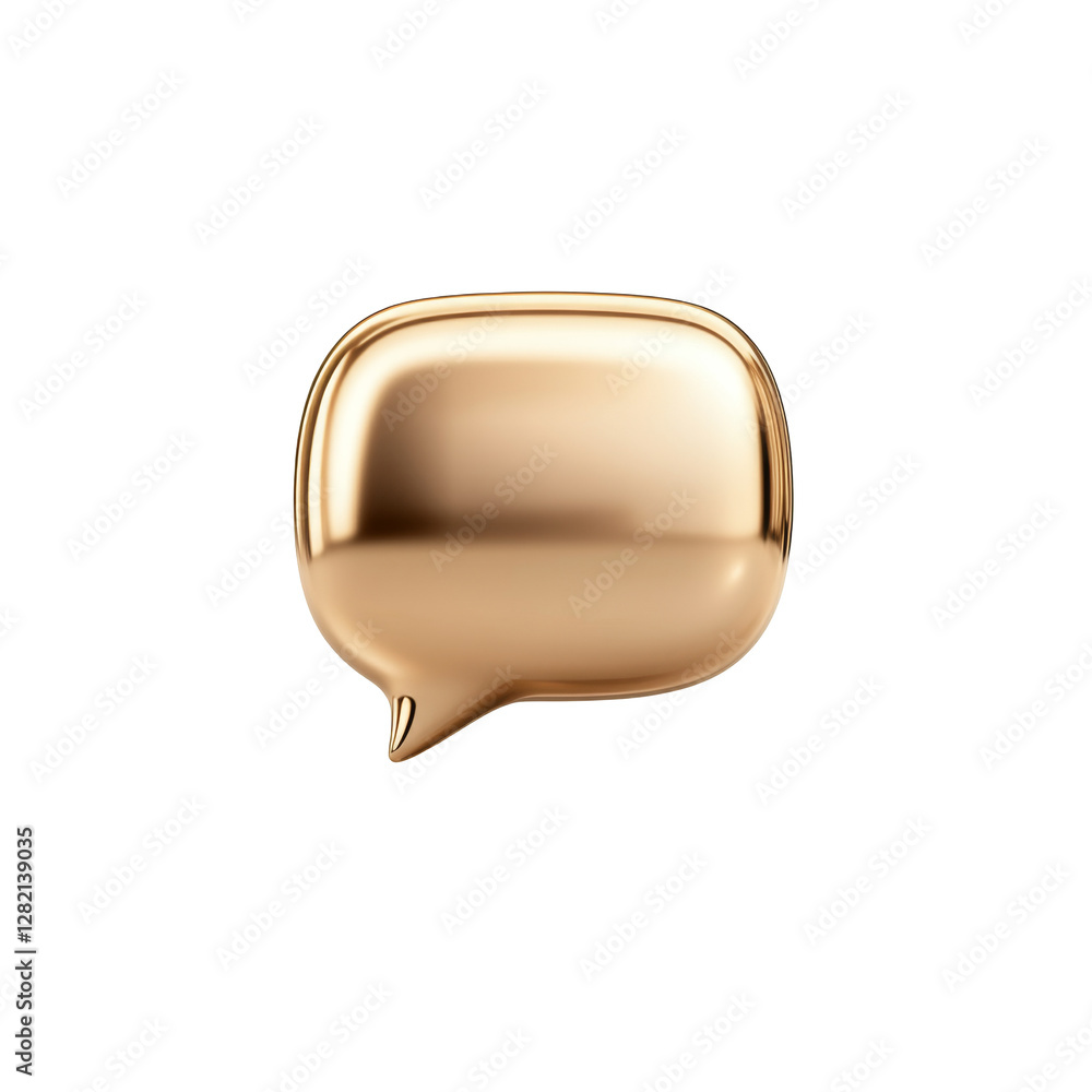Poster golden speech bubble icon for communication and expressive dialogue concepts