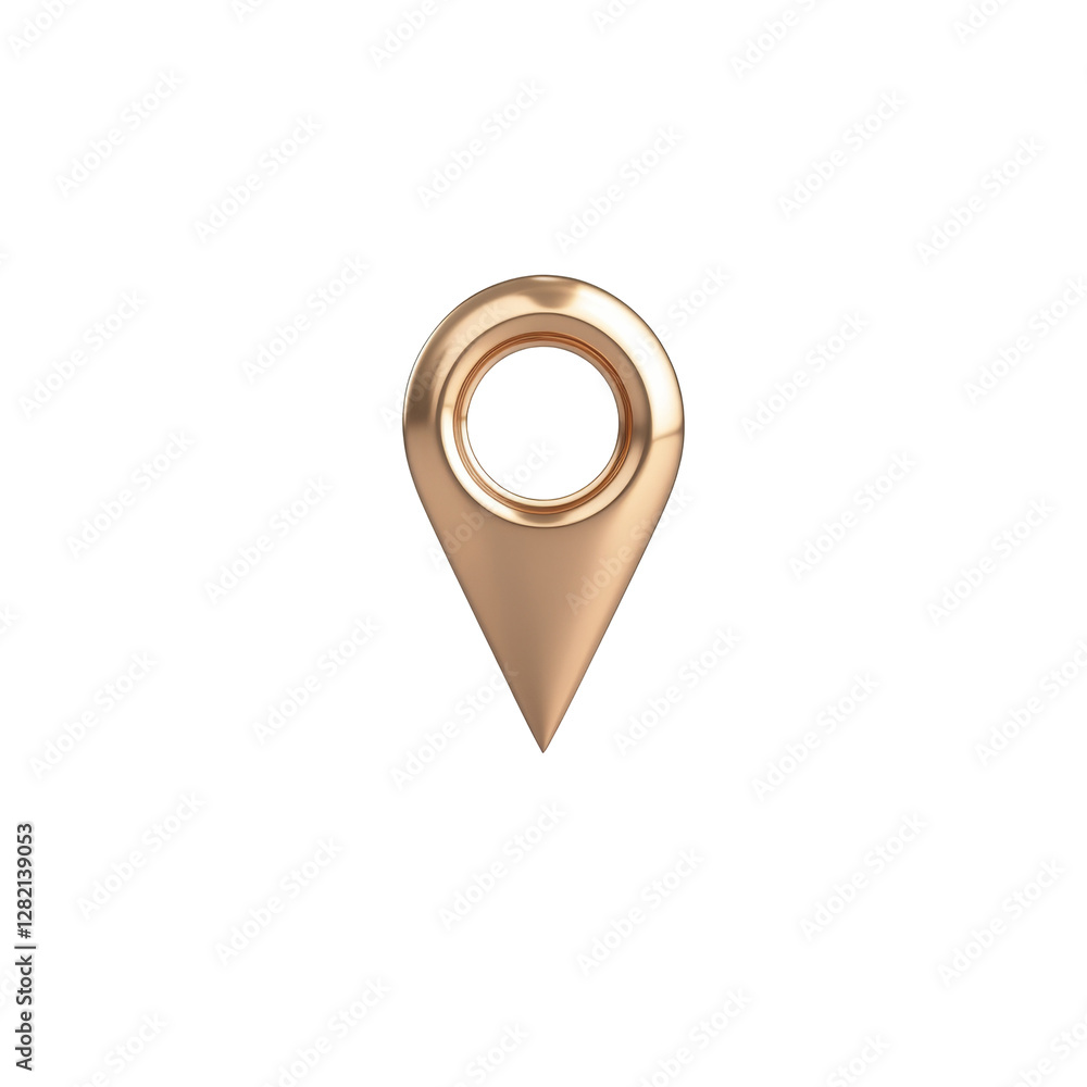 Aufkleber shiny gold location marker pin with metallic finish design on maps and apps