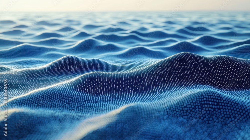 Poster abstract ocean surface visualization with blue dots, suitable for tech backgrounds