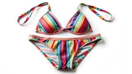Striped Bikini on White Background