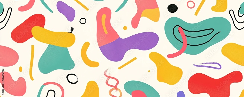 Aufkleber seamless abstract pattern with colorful organic shapes and lines creating a playful and modern desig