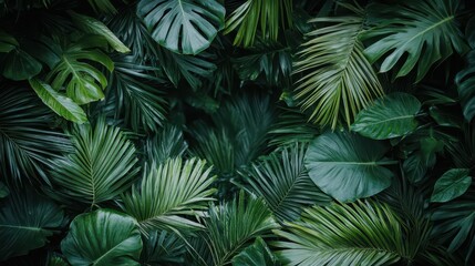 Lush green tropical leaves create a vibrant and serene natural backdrop.
