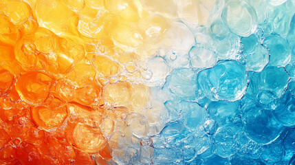 dynamic blue and orange water splashes, symbolizing energy, movement, and harmony through vibrant, fluid forms and colors