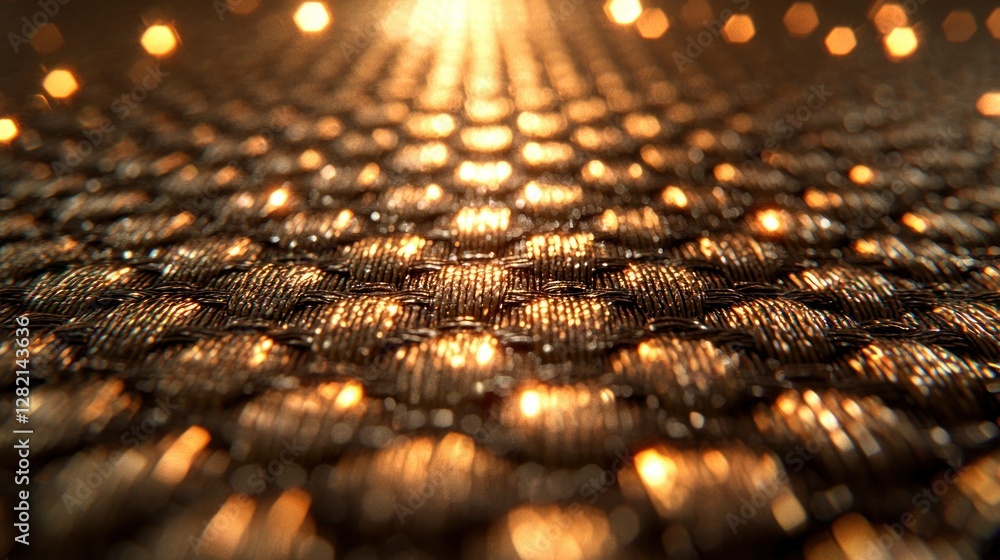 Poster abstract pattern on material, with sparkling bokeh, for backgrounds or textures