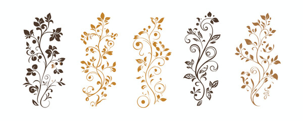 Elegant floral swirl icon set in flat vector style.