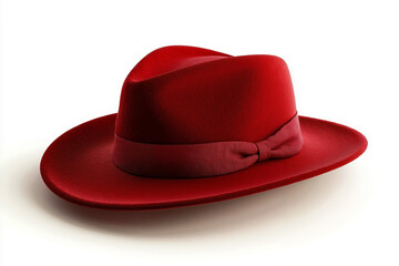 A red hat with a bow on a white background