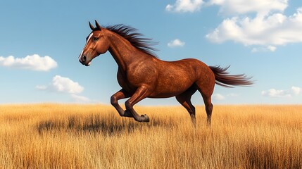 Obraz premium A wild horse galloping across an open prairie