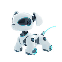 Robotic dog with blue accents and rounded features highlighting futuristic pet technology