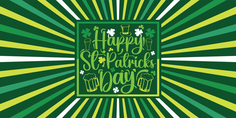Happy St. Patrick's Day Clover Leaves for Green background with shamrocks. Clover leaf with three and four petals. Collection with lucky objects Luck Sign label Irish Symbol Graphic Illustration. 