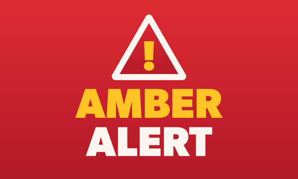 Amber Alert sign. Warning triangle, safety message. Vector illustration.