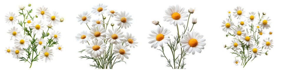 Obraz premium Chamomile Flower Illustration – Herbal Botanical Art – Wildflower Watercolor – Isolated on Transparent Background