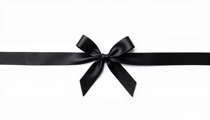 Elegant Black Ribbon Bow on White Background