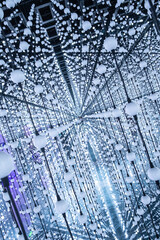 Many bright spotlights pattern in an abstract scene white colored