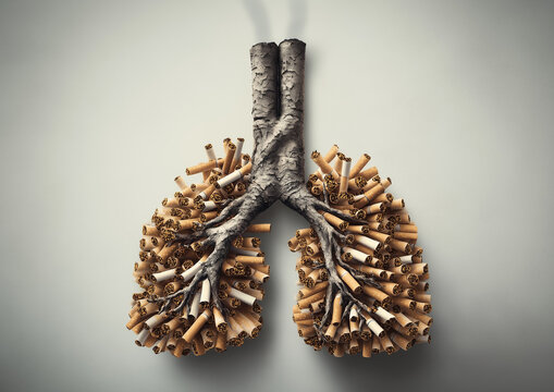 Una fotograf&iacute;a llamativa y que invita a la reflexi&oacute;n de pulmones humanos hechos con cigarrillos.