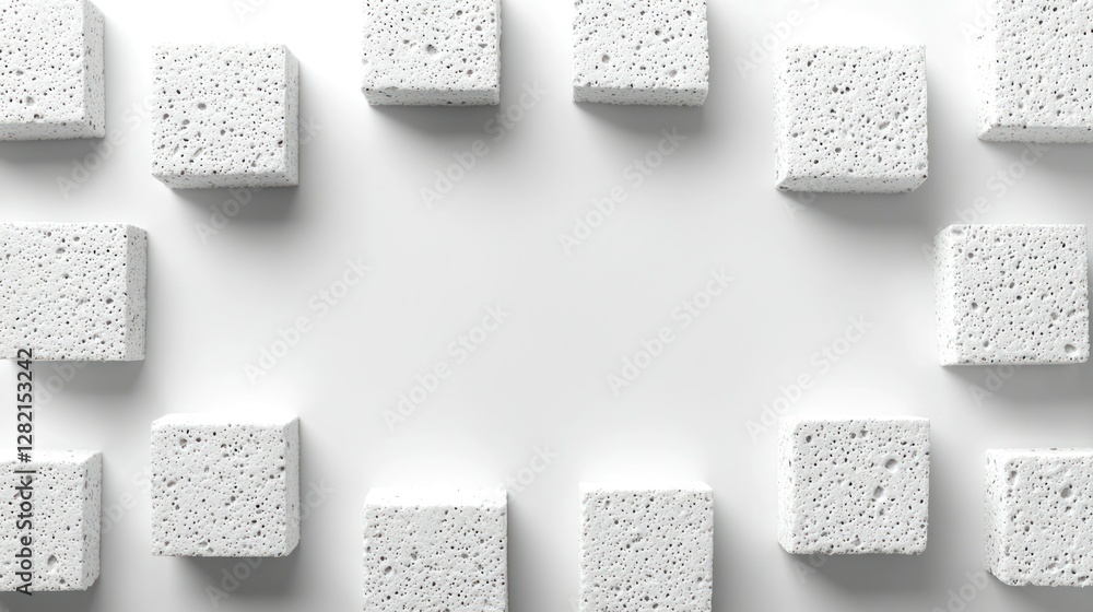 Poster abstract white cubes formation frame concept for product display or design use