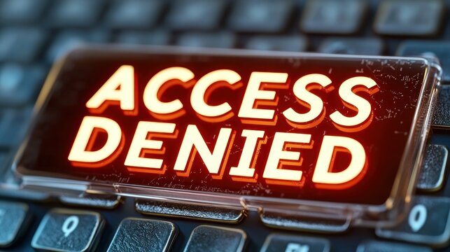 Access Denied button on keyboard represents restriction, security and protection