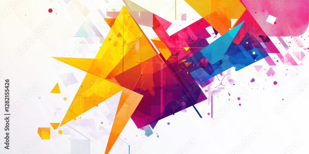 Poster colorful background with geometric shapes and polygonal design elements, on a white background gener