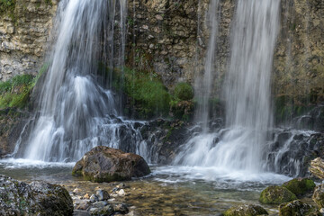 Cascades de la Doria au printemps, massif des Bauges , Saint Jean d' Arvey , Savoie , Alpes France