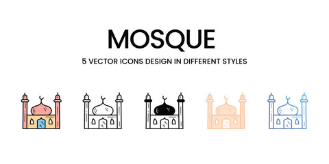 Mosque  vector icons set stock illustration