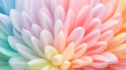 Fototapeta premium Beautiful abstract flower with multicolored soft petals in pastel shades. Perfect for backgrounds, beauty, spa, wedding, and design projects. Elegant, dreamy, and vibrant composition