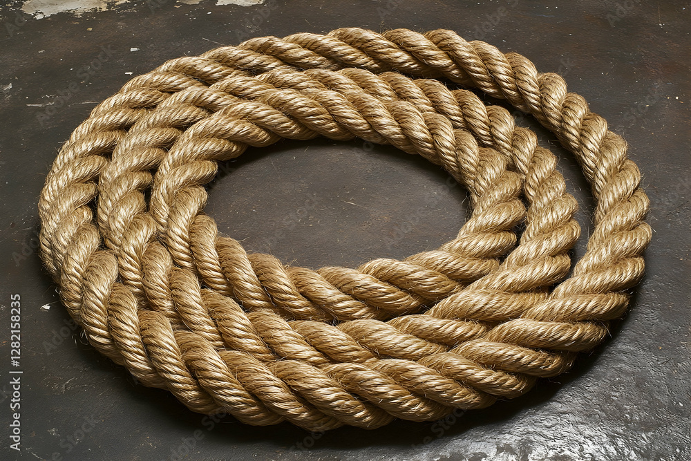 Poster twisted rope circle on dark surface. possible use background, design element