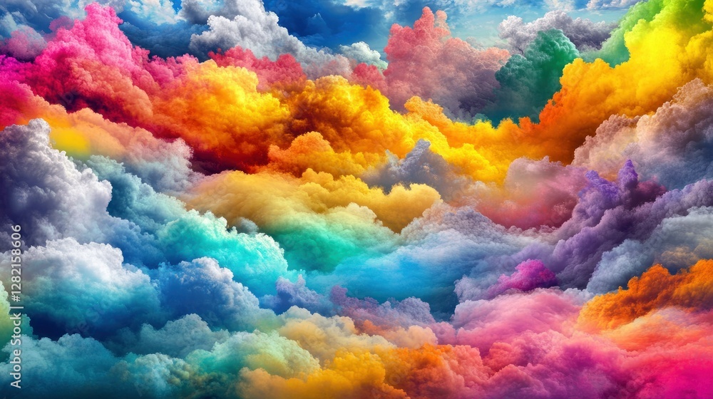 Poster vibrant colorful clouds in a dreamlike sky with swirling patterns and textures
