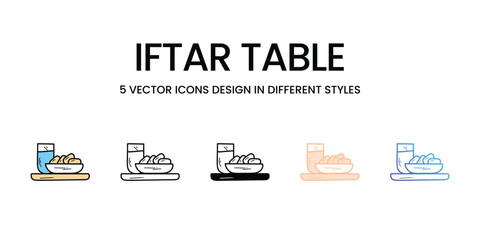Iftar table vector icons set stock illustration