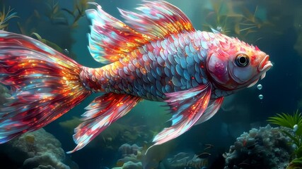 Luminous Koi: A Digital Masterpiece of Aquatic Beauty - Powered by Adobe