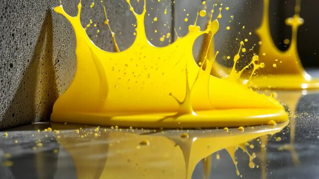 Vibrant Yellow Liquid Splash: A Dynamic Abstract Composition
