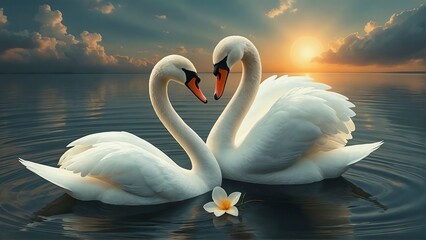 Fototapeta premium swans in the lake