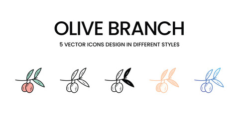 Olive branch vector icons set stock illustration