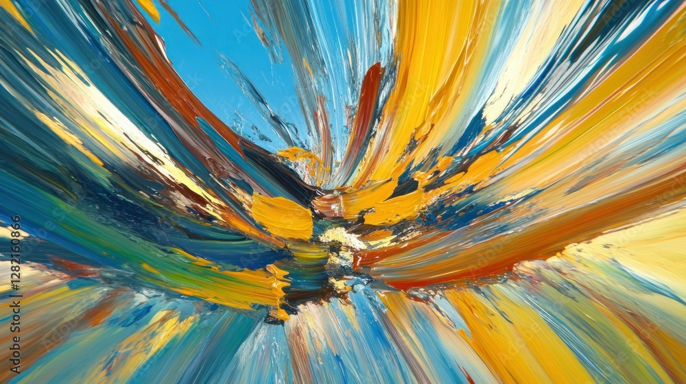 Poster vibrant abstract swirls of color in bold brushstrokes creating dynamic visual movement
