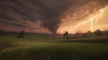 Fototapeta premium Ferocious tornado churning up dirt and debris high resolution picture