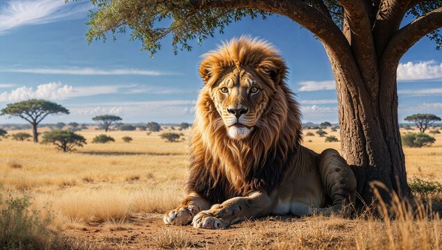Re Leone nel suo habitat