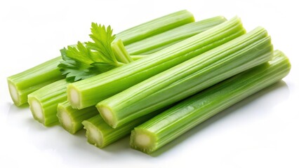 Celery Stalks on White Background