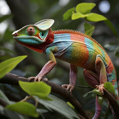 Obraz premium Colourful chameleon in the jungle