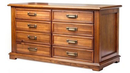Wooden Chest of Drawers on White Background