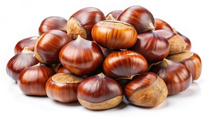 Obraz premium Chestnuts Pile White Background