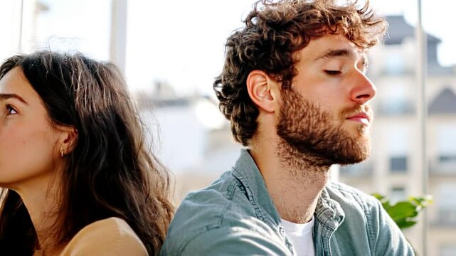 Couple arguing, city view, relationship issues, stock photo